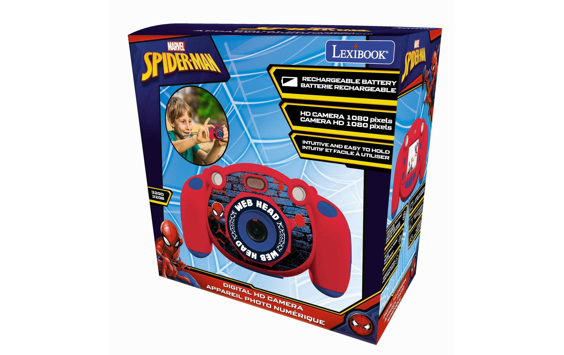 Lexibook Kinderkamera – Spider-Man – Foto & Video (Full HD) – 9 × 4,9 × 14,8 cm – 1 Stück – ab 4 J. – Blau/Rot