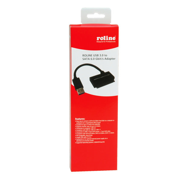 ROLINE USB-A zu SATA Adapter – SATA 6,0 Gbit/s (SATA III), USB 3.2 Gen 1 (5 Gbit/s), für 2,5" SATA HDD/SSD
