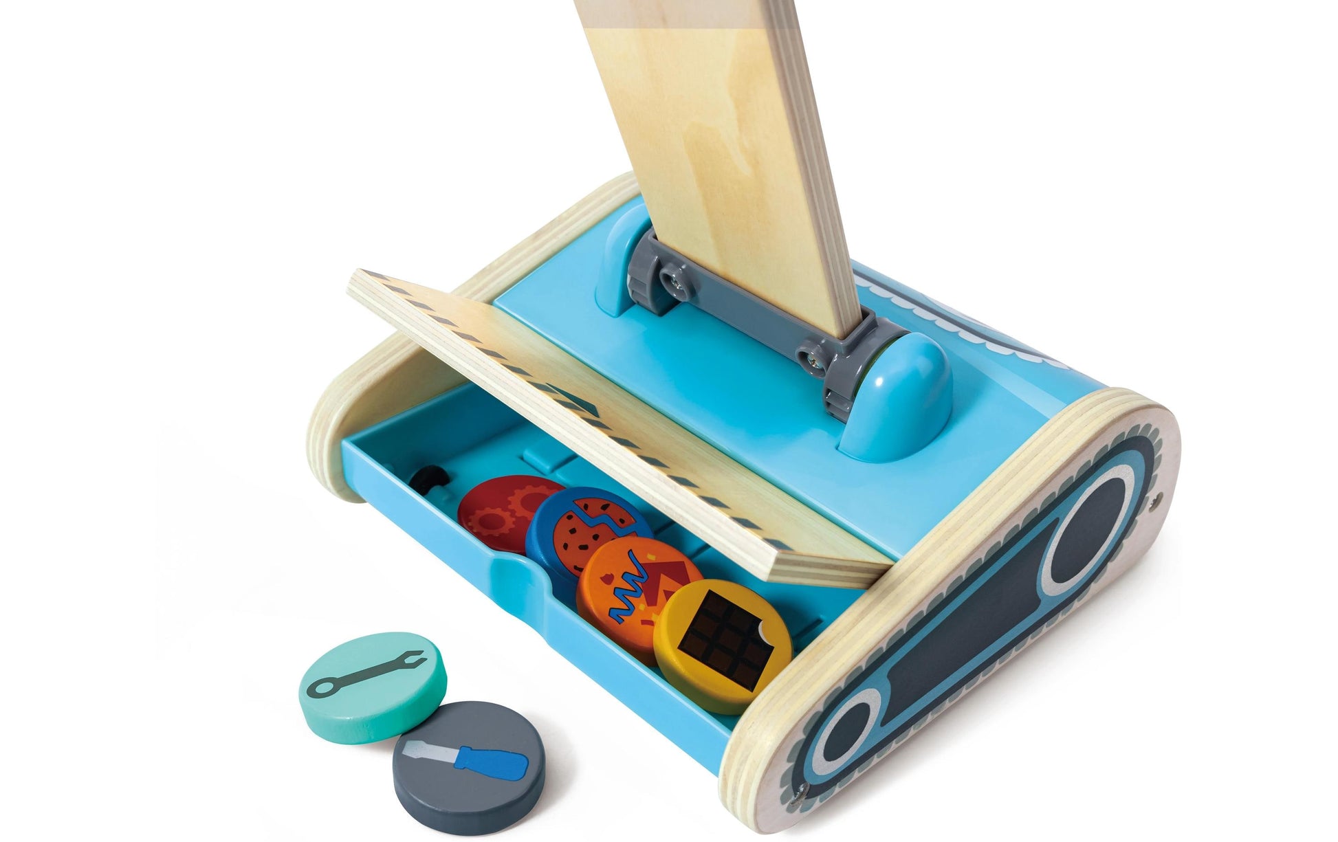 Hape E3056 Staubsauger (Spielzeug) – Vacoom – 18,0×58,0×17,5 cm – ab 3 J. – Kunststoff/Holz, mehrfarbig
