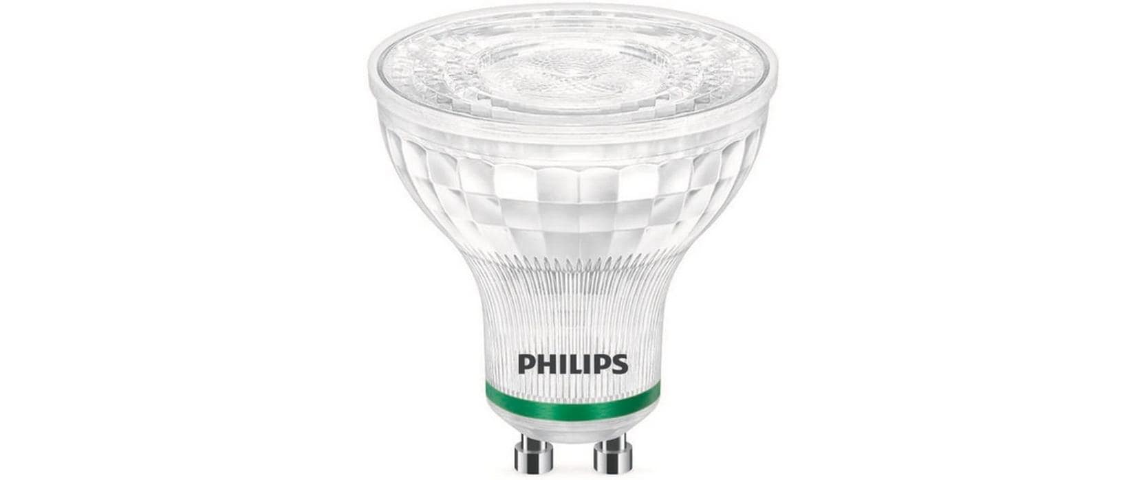 Philips by Signify Philips LED-Leuchtmittel GU10 Reflektor – Warmweiss 2700 K, 375 lm, 2,1 W, 36° – 1 Stk., Transparent