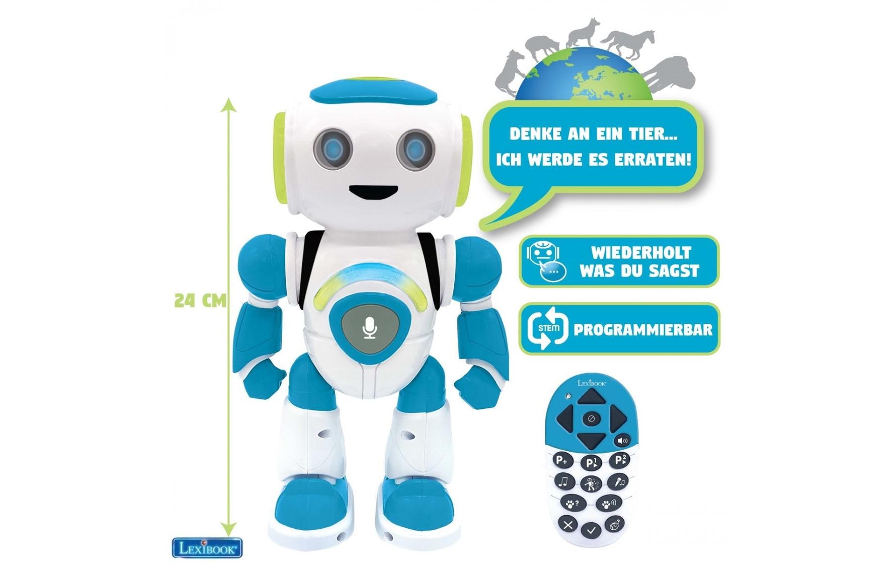 Lexibook Powerman Junior Roboter – Fernsteuerung, Sprachfunktion – 24,2 cm – ab 3 J. – Kunststoff, blau/weiss