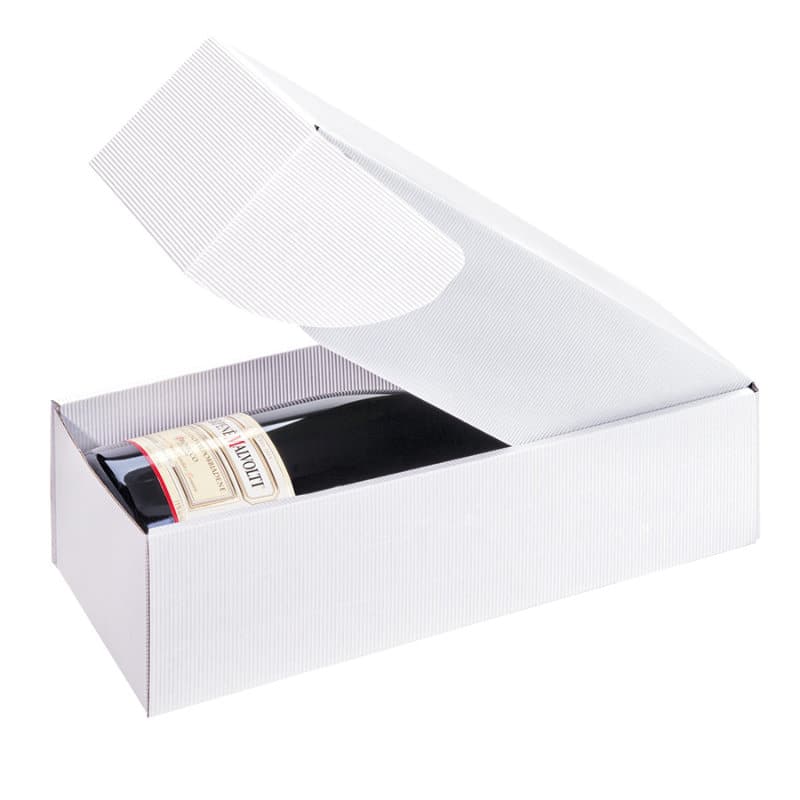 Brieger Flaschentüte offene Welle weiss – 99 × 344 × 91 mm – für 1 Flasche – mit 1 Einlage – 1 Stk.