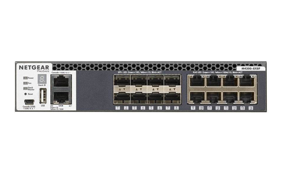 NETGEAR M4300-8X8F – Managed L3 Switch – 8× 10G, 8× SFP+, 19", 1U