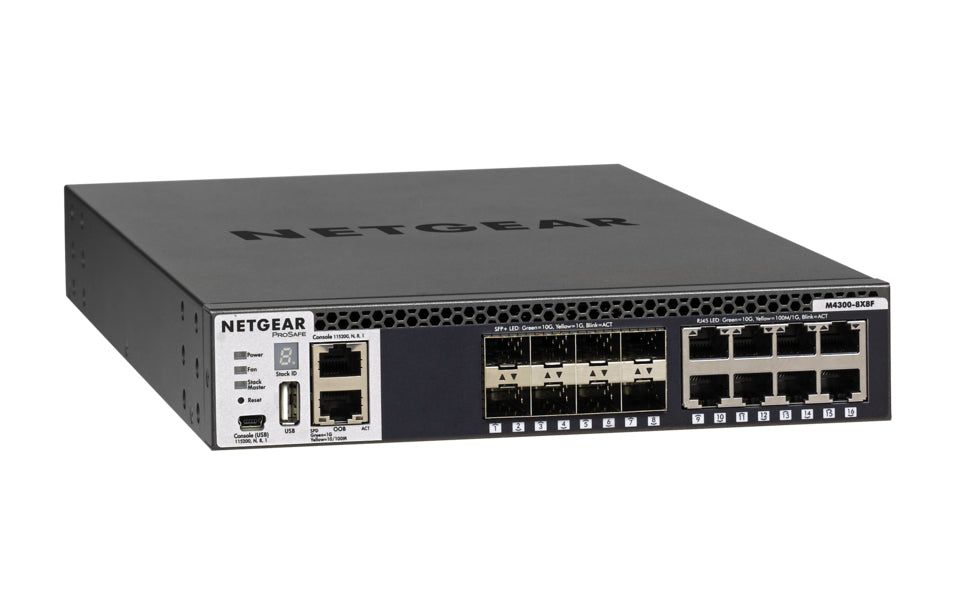 NETGEAR M4300-8X8F – Managed L3 Switch – 8× 10G, 8× SFP+, 19", 1U