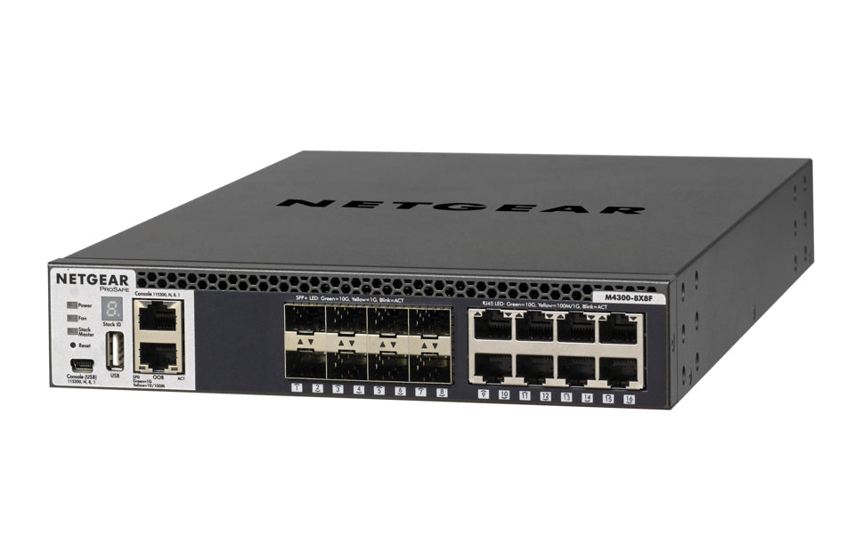 NETGEAR M4300-8X8F – Managed L3 Switch – 8× 10G, 8× SFP+, 19", 1U