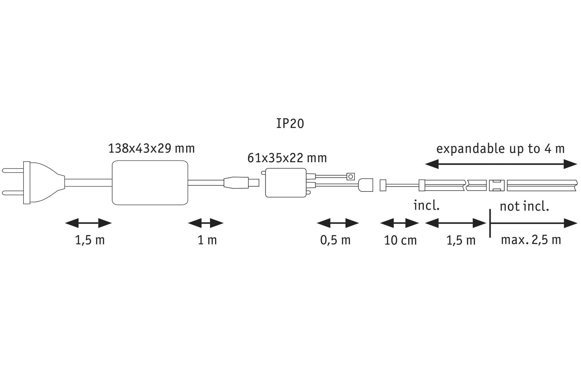 Paulmann LED-Strip MaxLED 1000 – Basisset, 1,5 m, 1800 lm, 15,5 W, 2700–6500 K, dimmbar
