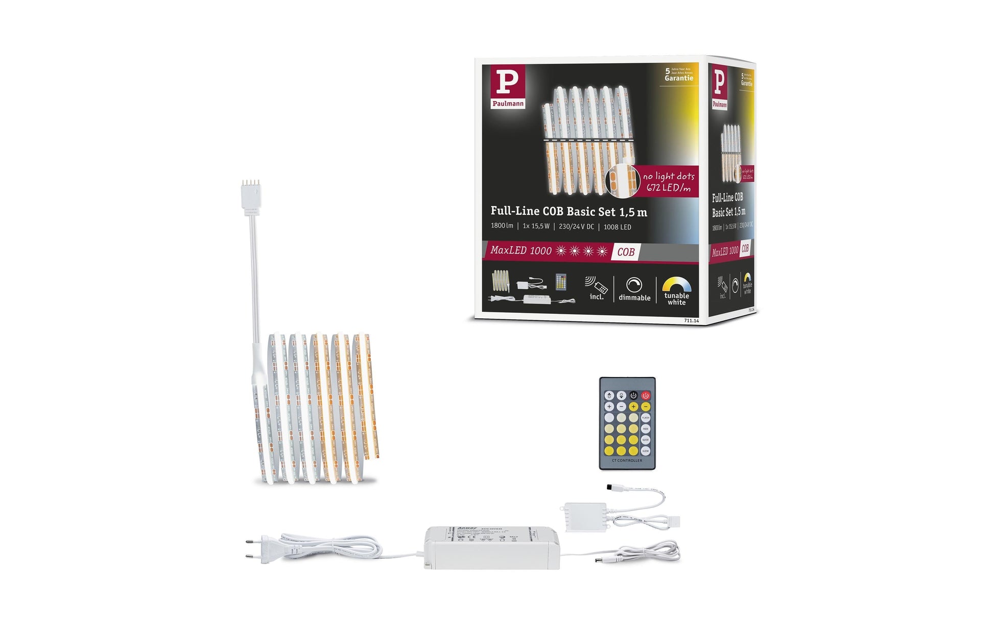 Paulmann LED-Strip MaxLED 1000 – Basisset, 1,5 m, 1800 lm, 15,5 W, 2700–6500 K, dimmbar