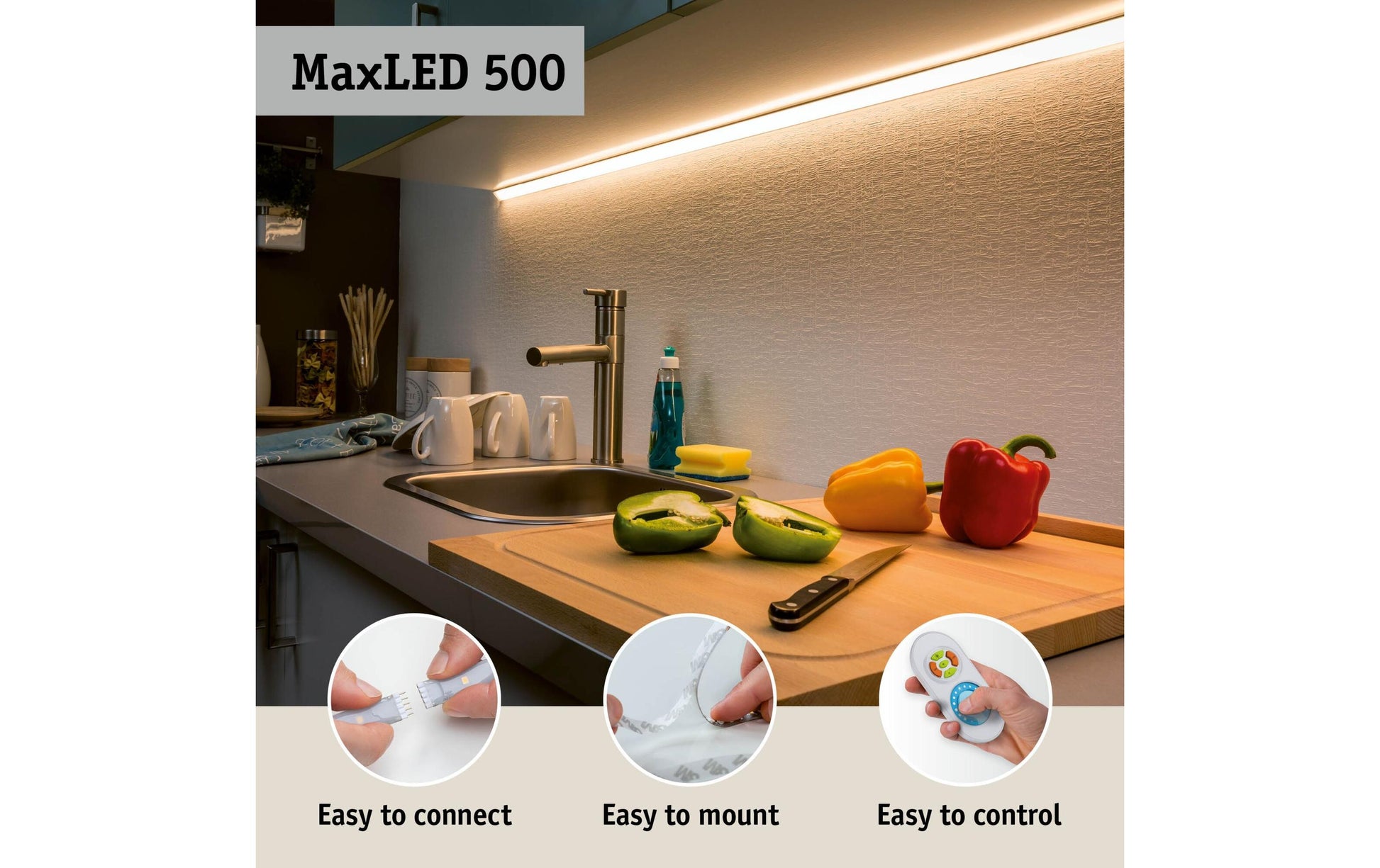 Paulmann LED-Strip MaxLED 500 Full-Line COB – 2,5 m, 1500 lm, 13 W, 2700–6500 K, dimmbar, silber