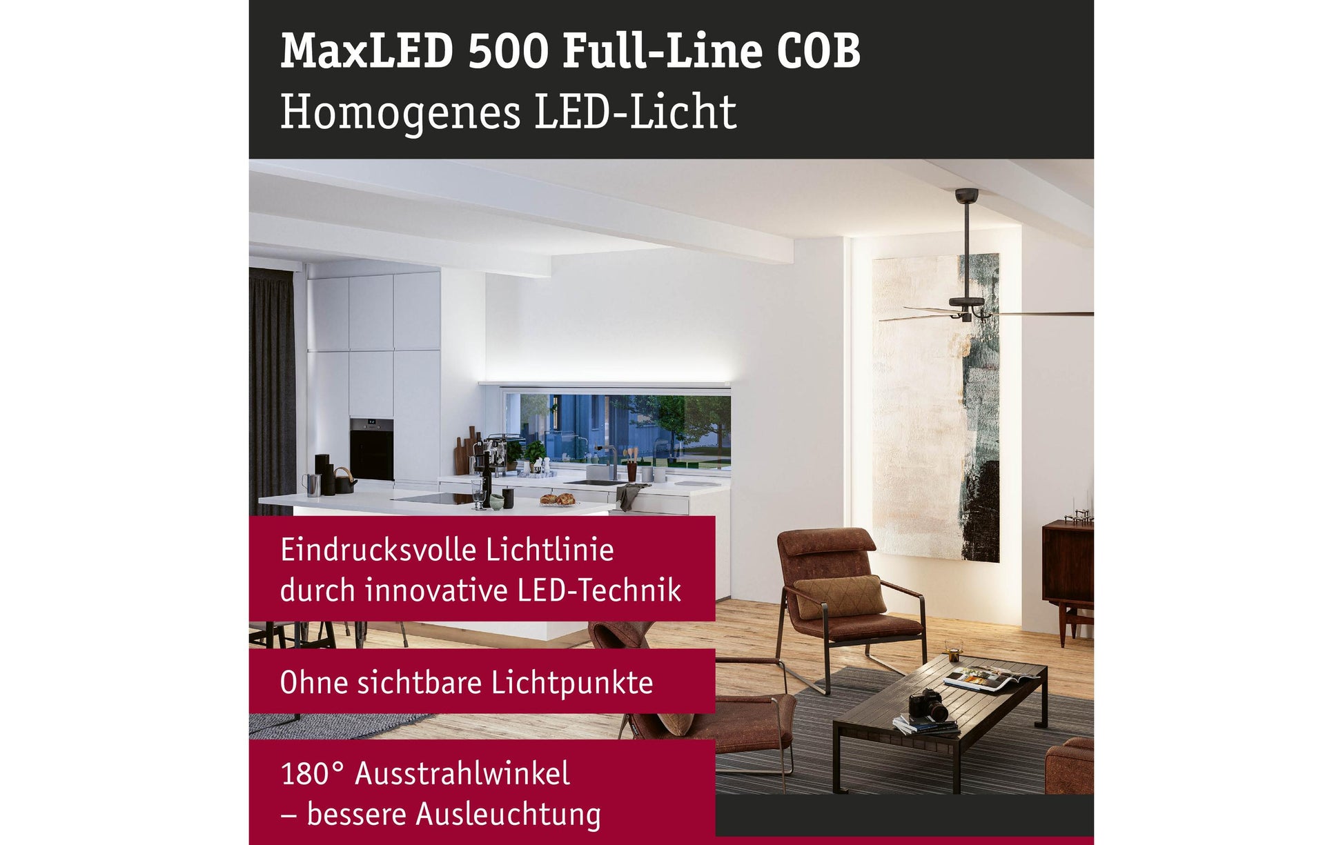 Paulmann LED-Strip MaxLED 500 Full-Line COB – 2,5 m, 1500 lm, 13 W, 2700–6500 K, dimmbar, silber
