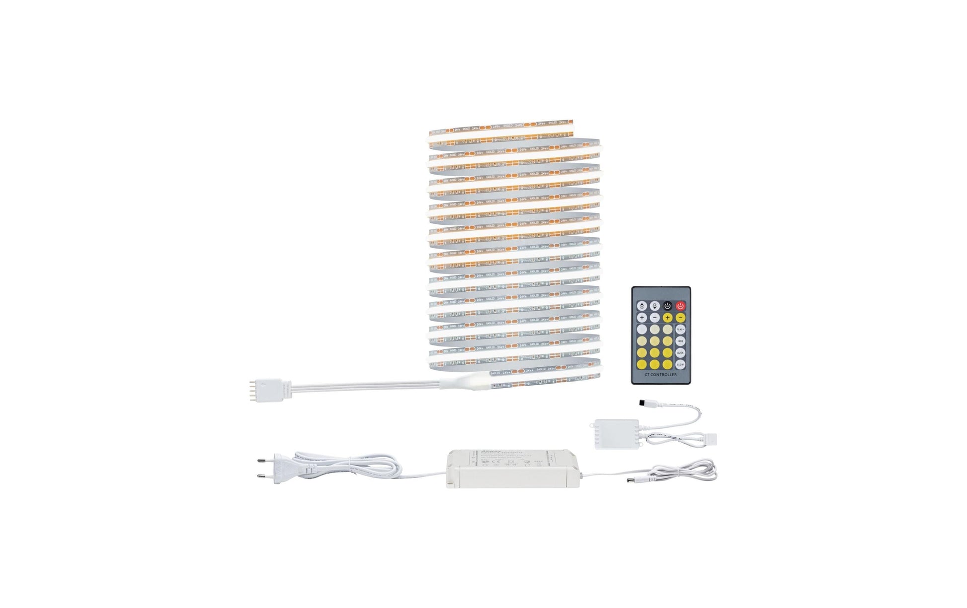 Paulmann LED-Strip MaxLED 500 – Basisset, 3 m, 1800 lm, 15 W, 2700–6500 K, dimmbar, silber, Netzteil, Fernbedienung