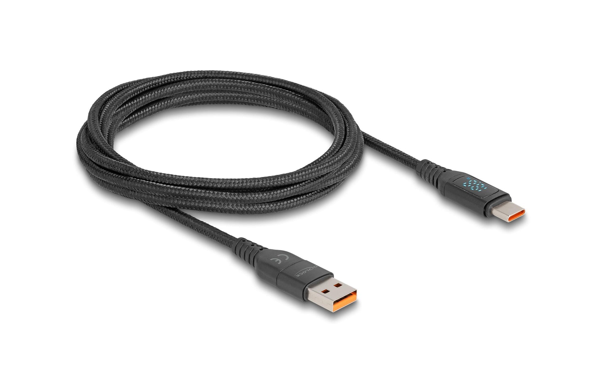 DeLOCK USB-C auf USB-C Kabel – USB 2.0 (480 Mbit/s) – 1,2 m – PD 140 W – Textilmantel, Leistungsanzeige – Sc