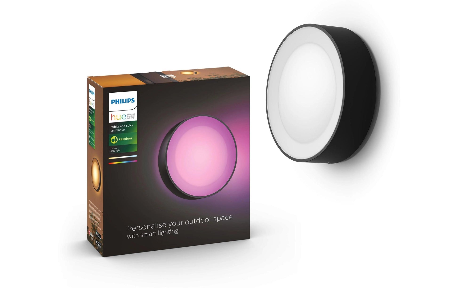 Philips by Signify Philips Hue Aussenwandleuchte – ZigBee, Bluetooth – für Philips Hue – dimmbar – Schwarz – Aluminium