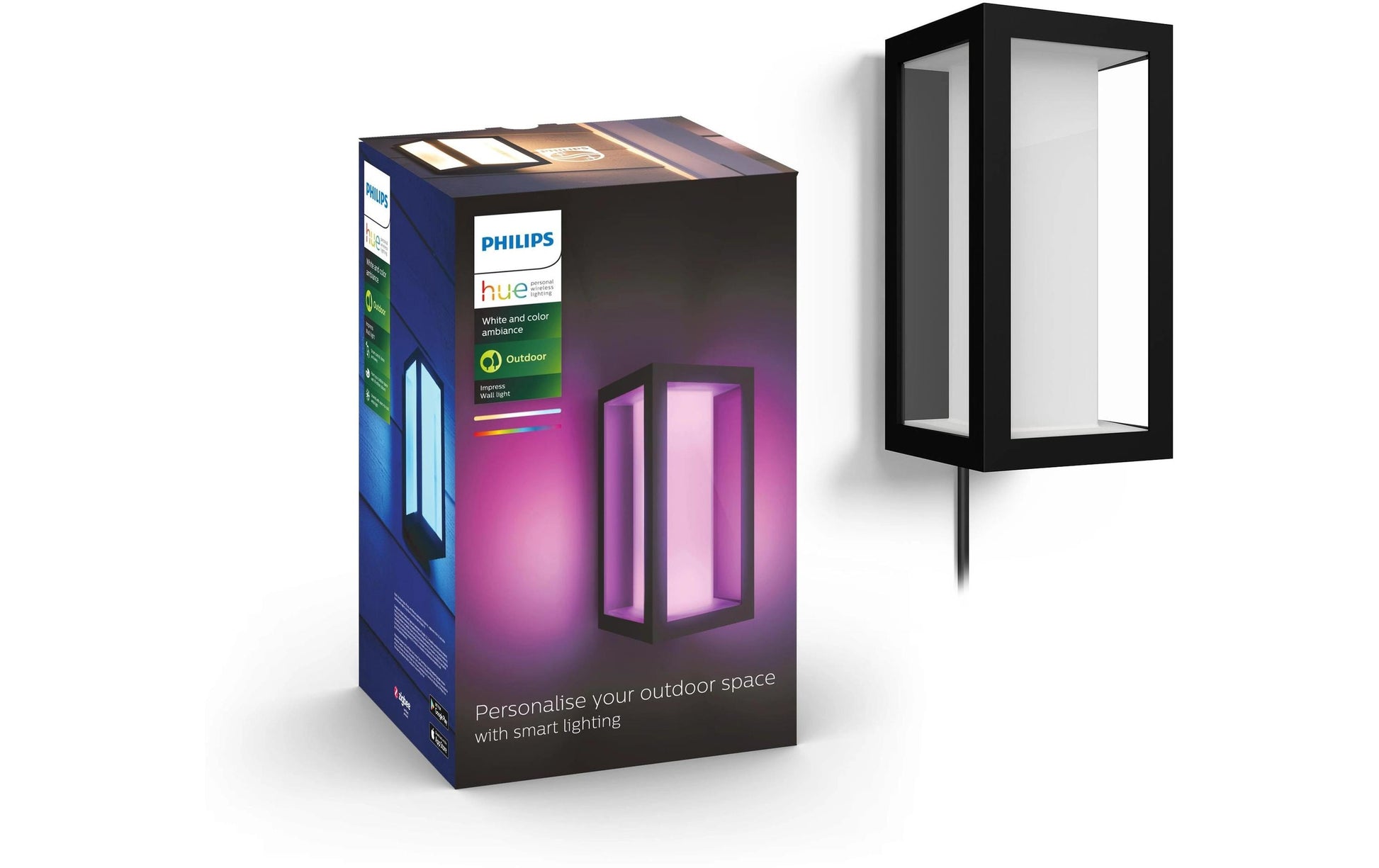 Philips by Signify Philips Hue Aussenwandleuchte – 1 200 lm, 16 W – Warmweiss, 2000–6500 K – IP44 – ZigBee – für Philips Hue