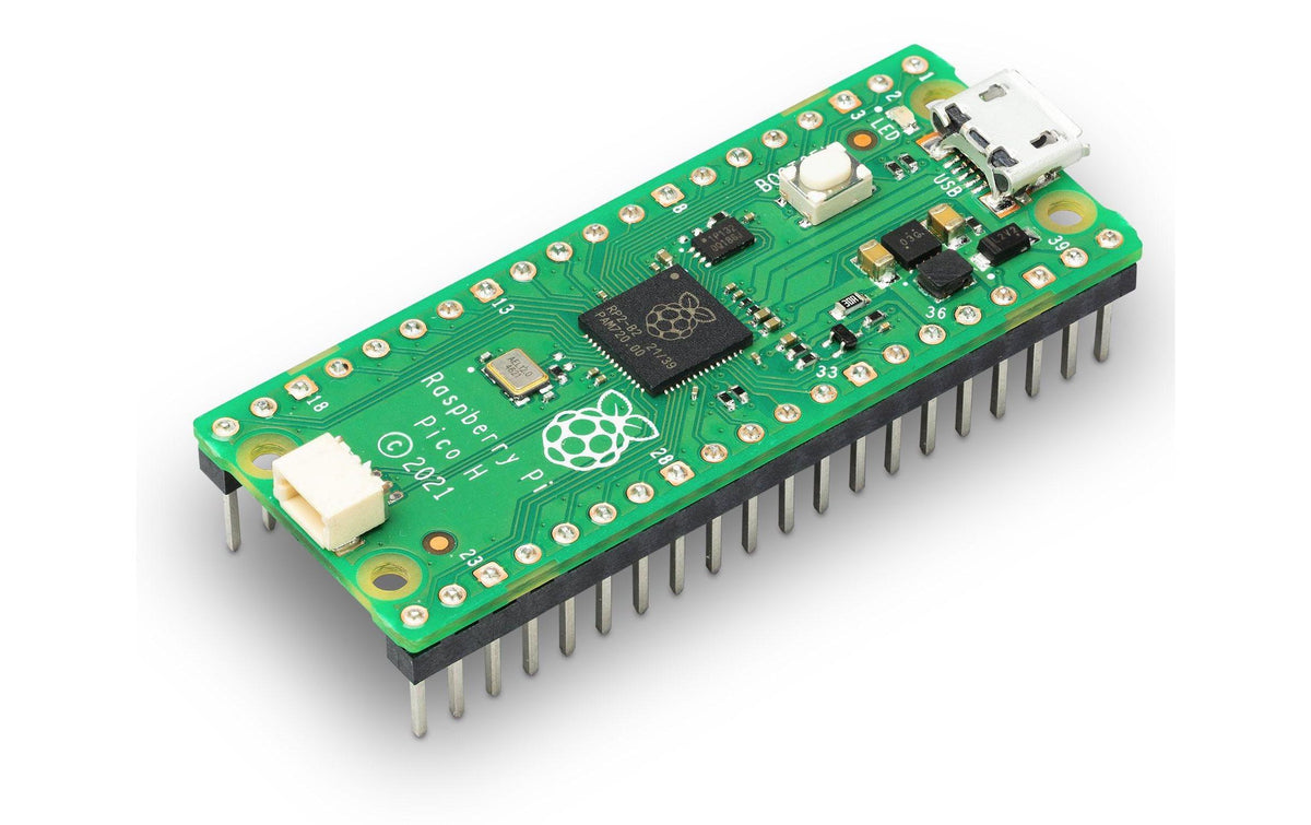 Raspberry Pi Pico H – Entwicklerboard – RP2040, 2 Kerne, 133 MHz, 2 MB Cache, GPIO, USB, 75×125×8 mm