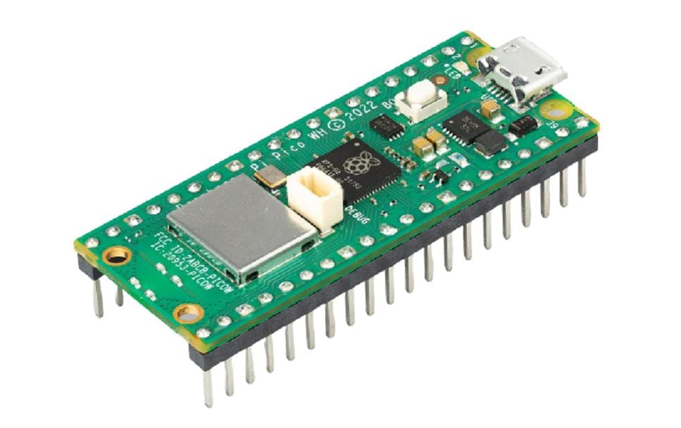 Raspberry Pi Pico WH – Entwicklerboard – RP2040, 133 MHz, 2 MB Flash, Wi‑Fi 4, GPIO, Micro‑USB