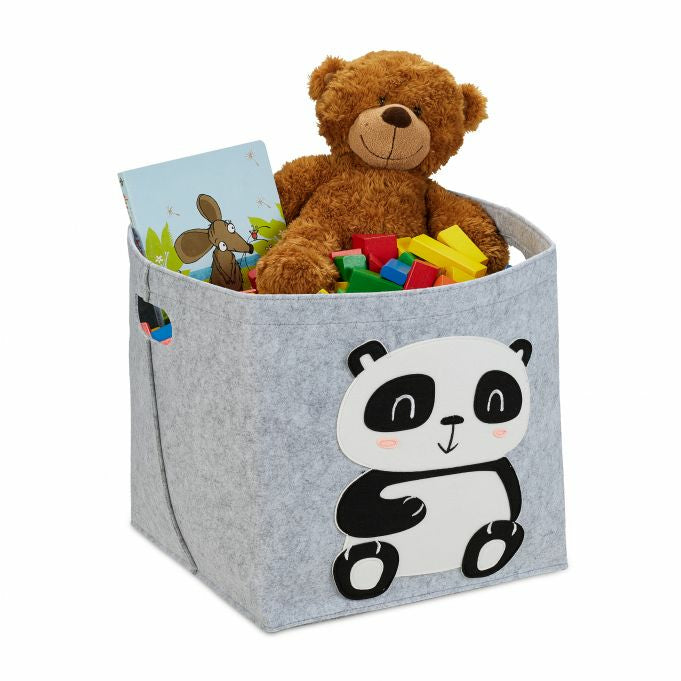 Relaxdays Aufbewahrungsbox – Filz – Schwarz/Grau/Weiss – Ø 340 × H 330 mm