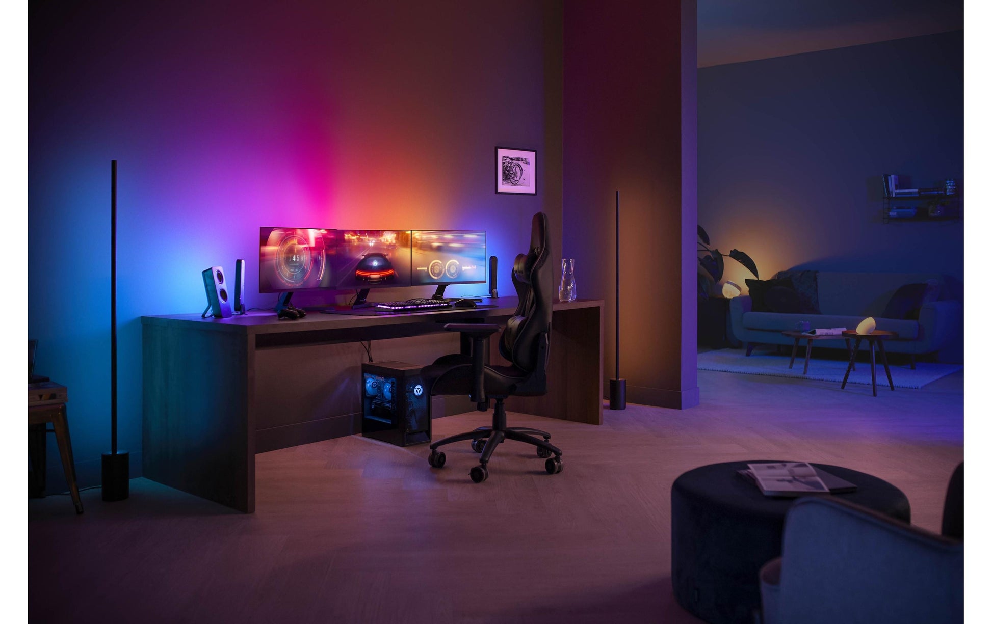 Philips Hue Lightstrip LED Play Gradient PC – Zigbee – 2'000–6'500 K – 24 W – 187,5 cm – schwarz