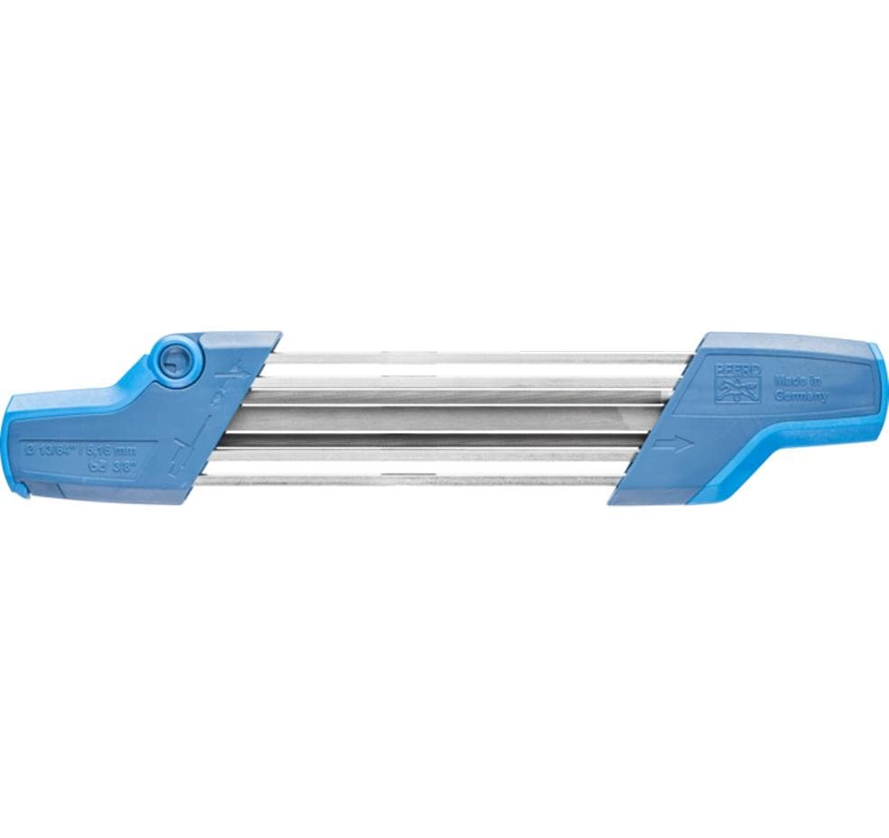 PFERD Sägekettenschärfgerät, CS-X, für Kettenteilung 3/8", 315 mm × 63 mm × 20 mm, blau