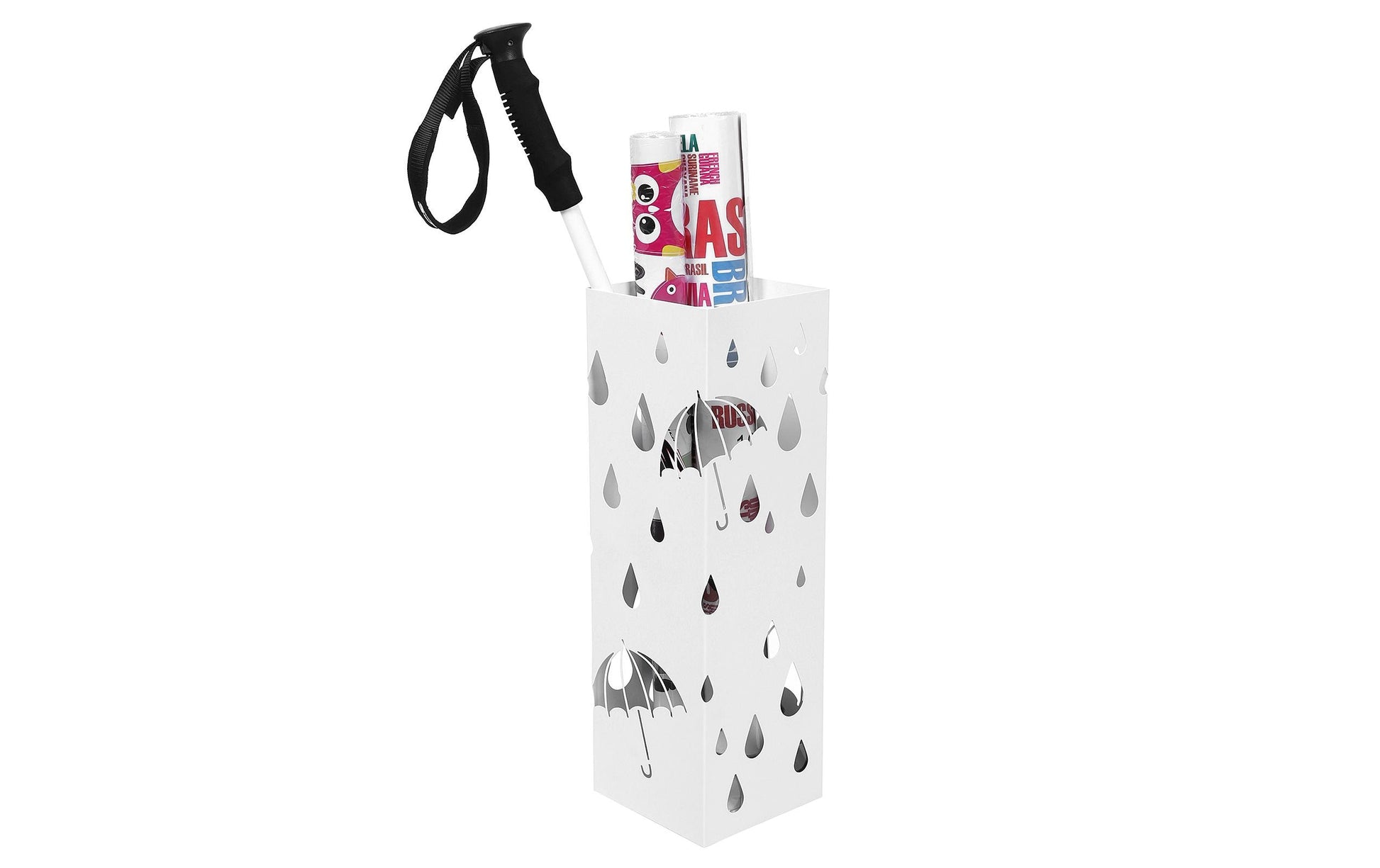 Songmics Schirmständer – Stahl, Weiss, 15,5 × 15,5 × 49 cm