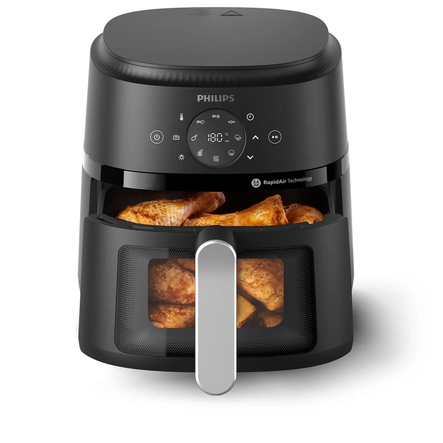 Philips Heissluftfritteuse NA221/00 – 4,2 l, 1500 W – Schwarz/Silber