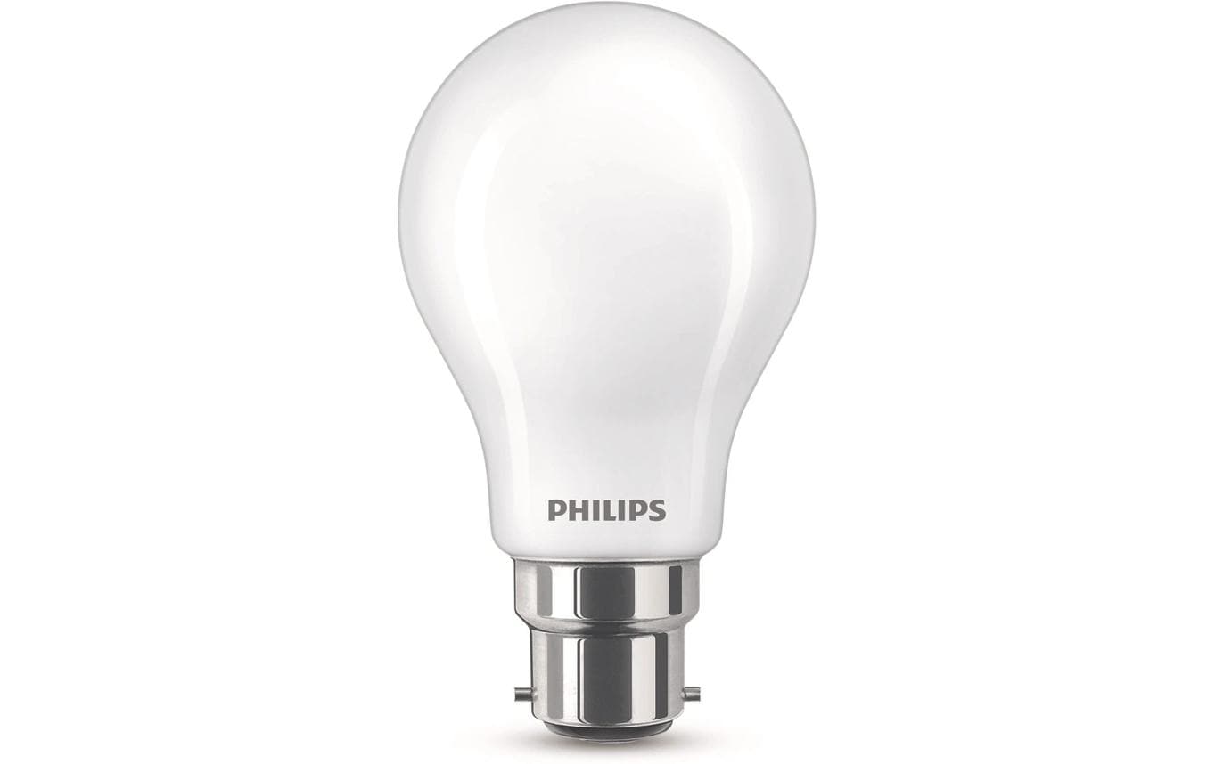 Philips by Signify Philips LED-Leuchtmittel B22 A-Form – 806 lm, 7 W, Warmweiss 2700 K – 1 Stk., Weiss/Glas