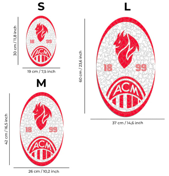 Iconic Puzzles AC Milan – Retro Logo – Logikspiel, 1 Spieler, ab 14 Jahren, mehrsprachig