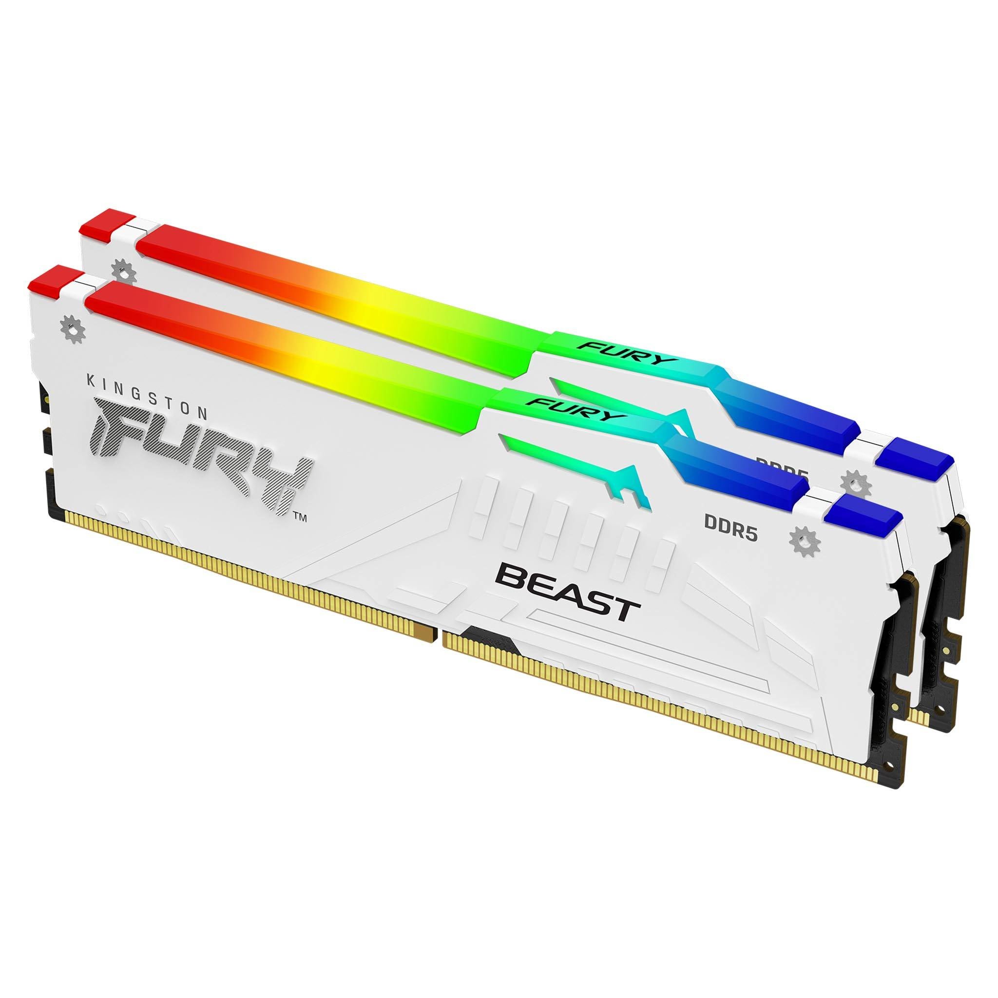 Kingston Technology Kingston FURY Beast – DDR5 RAM 2×16 GB 5600 MT/s CL40, RGB Weiss, 288-Pin DIMM