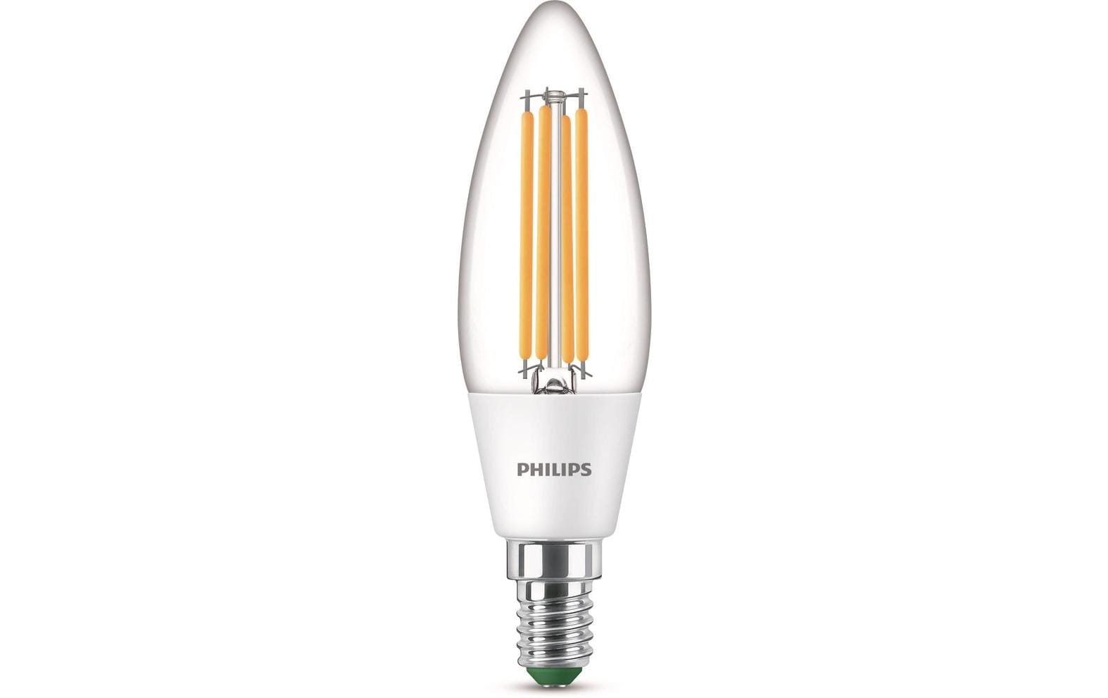 Philips by Signify Philips LED-Leuchtmittel E14 Kerze – Warmweiss 3000 K, 485 lm, 2,3 W – Klar – 1 Stk.