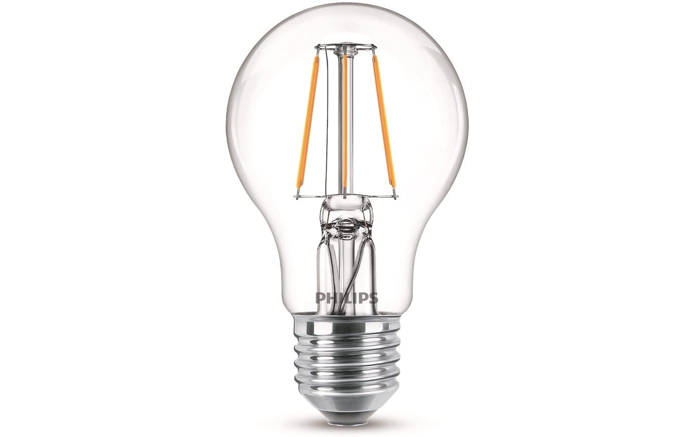 Philips by Signify Philips LED-Leuchtmittel E27 A60 – Warmweiss 2700 K, 470 lm, 4,3 W – 1 Stk. – Transparent, Glas
