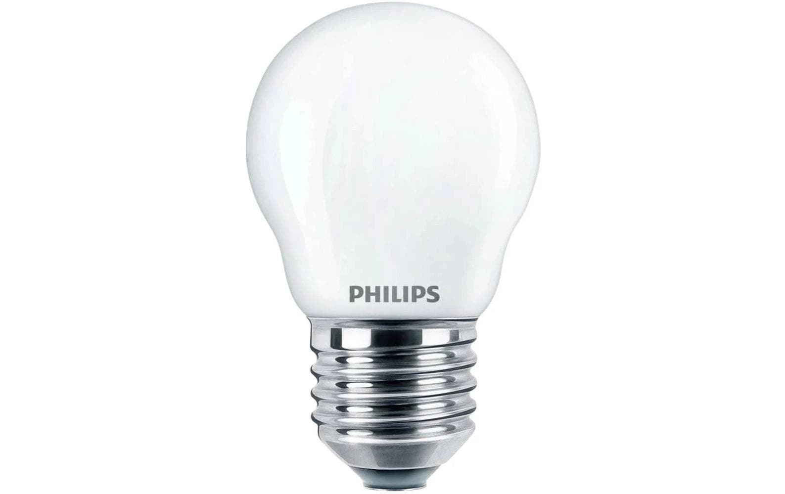 Philips by Signify Philips LED-Leuchtmittel E27 P45 – Neutralweiss 4000 K, 806 lm, 6,5 W – IP20 – 1 Stk. – Weiss, Glas
