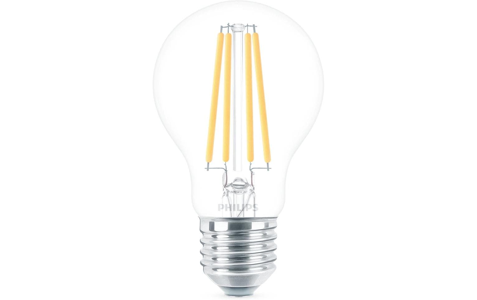 Philips by Signify Philips LED-Leuchtmittel E27 A60 – Warmweiss 2700 K, 1521 lm, 10,5 W – 1 Stk. – Transparent, Glas
