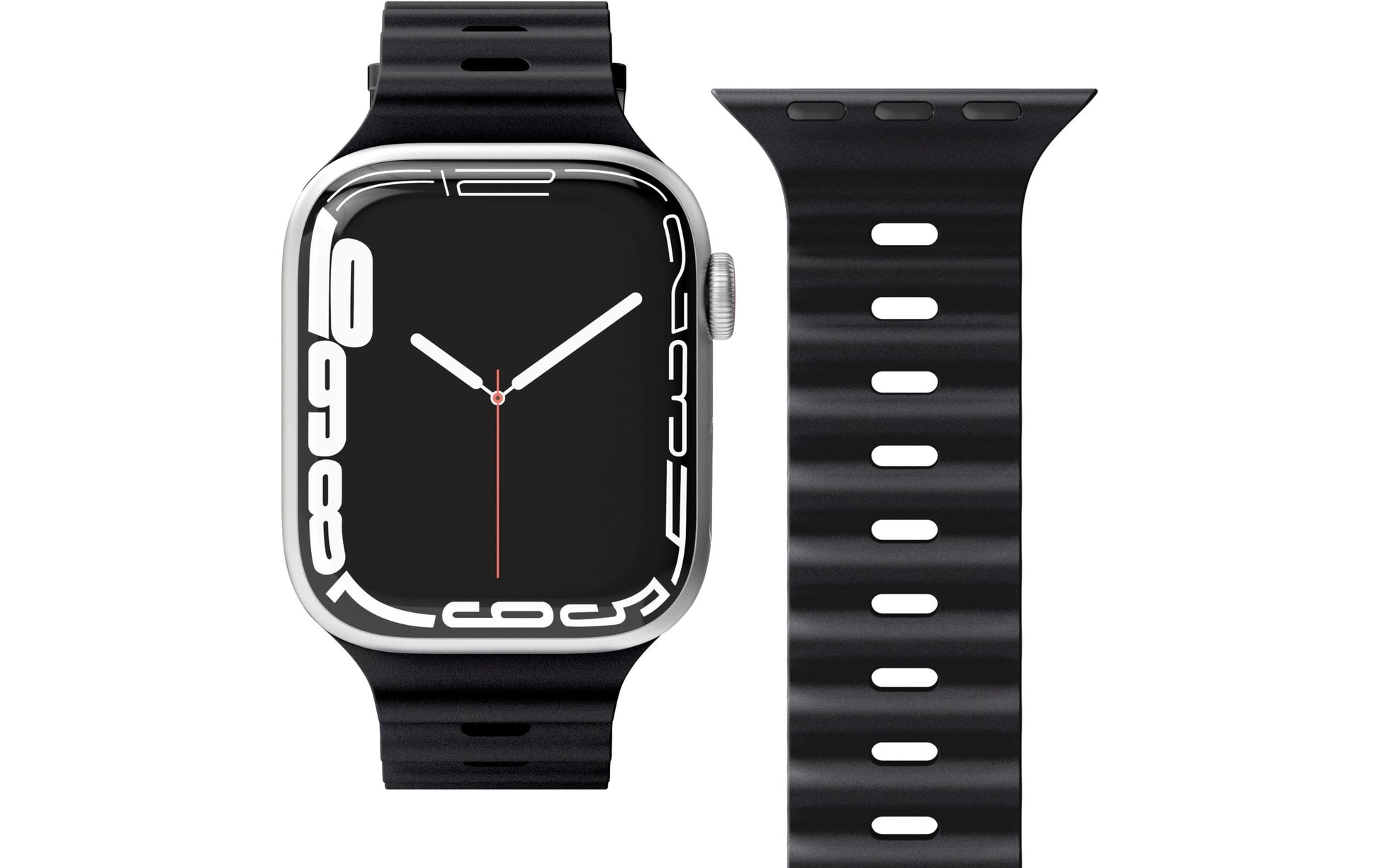 Vonmählen Wave Band – Armband – für Apple Watch (diverse Grössen), Schwarz, Elastomer (TPR)