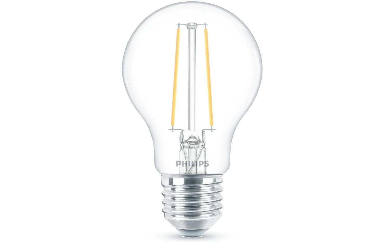 Philips by Signify Philips LED-Leuchtmittel E27 A60 – Warmweiss 2700 K, 150 lm, 1,5 W – Transparent – 1 Stk.