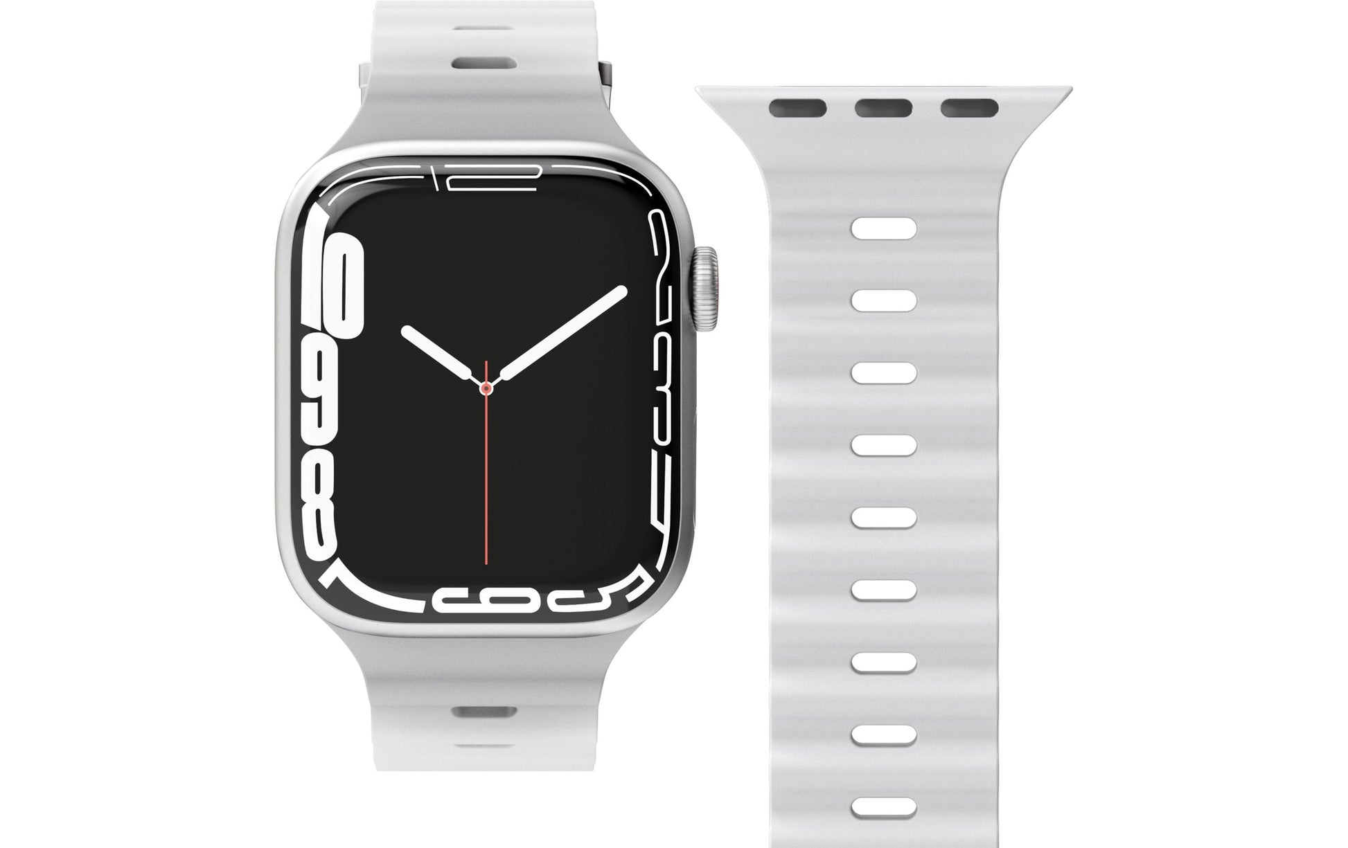 Vonmählen Wave Band 2 – Armband – für Apple Watch (diverse Grössen), Hellgrau, Elastomer (TPR)