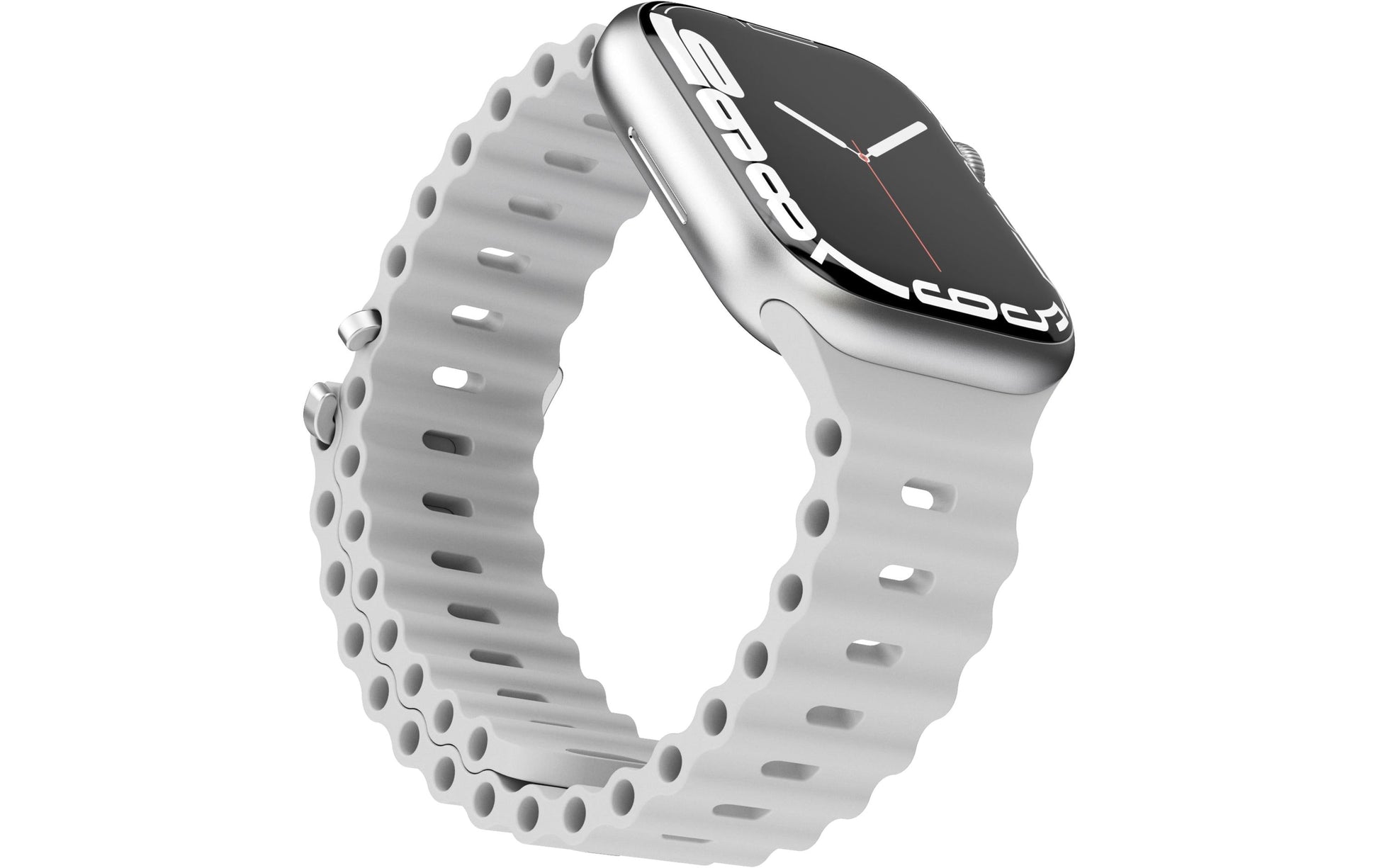 Vonmählen Wave Band 2 – Armband – für Apple Watch (diverse Grössen), Hellgrau, Elastomer (TPR)