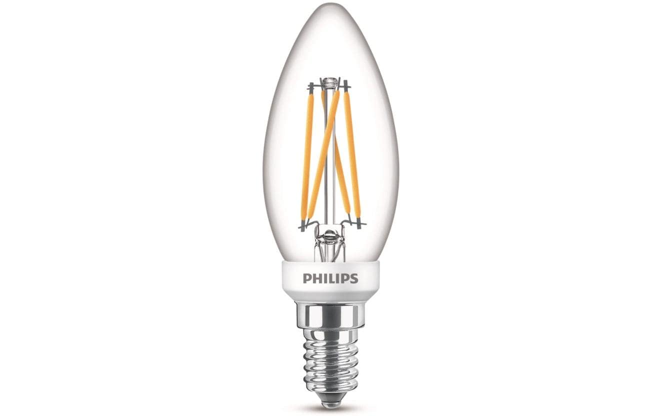 Philips by Signify Philips Leuchtmittel E14 B35 – Warmweiss 2200–2700 K, 340 lm, 2,5 W – 1 Stk. – Transparent, Glas