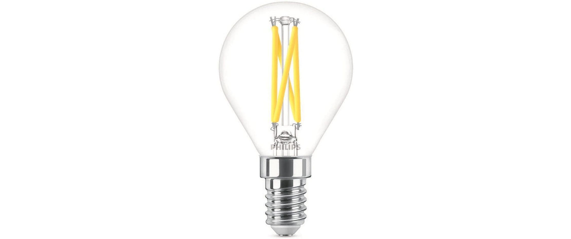 Philips by Signify Philips Leuchtmittel E14 P45 – Warmweiss 2200–2700 K, 340 lm, 2,5 W, dimmbar – 1 Stk. – Transparent, Glas