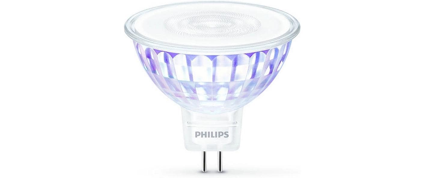 Philips by Signify Philips LED-Reflektor MR16 GU5.3 – Warmweiss 2200–2700 K, 345 lm, 5 W, dimmbar, 36° – 1 Stk., Silber