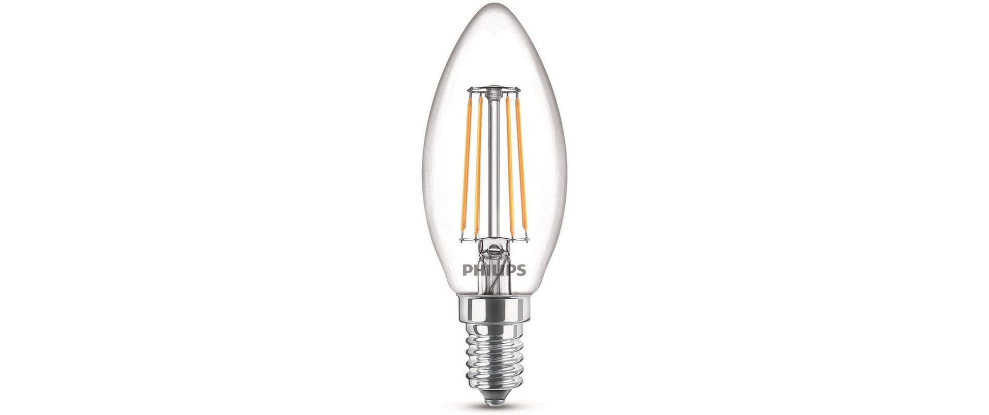 Philips by Signify Philips LED-Leuchtmittel E14 Kerze – Warmweiss 2700 K, 470 lm, 4,3 W – 3 Stk., Transparent