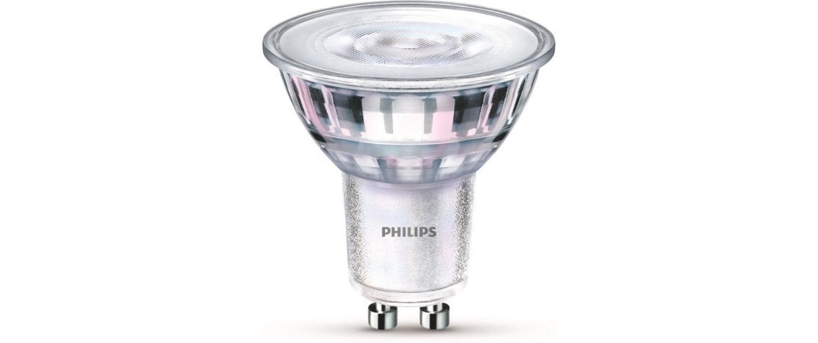 Philips by Signify Philips LED-Leuchtmittel GU10 Reflektor – Warmweiss 2200–2700 K, 345 lm, 3,8 W, dimmbar – 1 Stk. – Silber/Glas