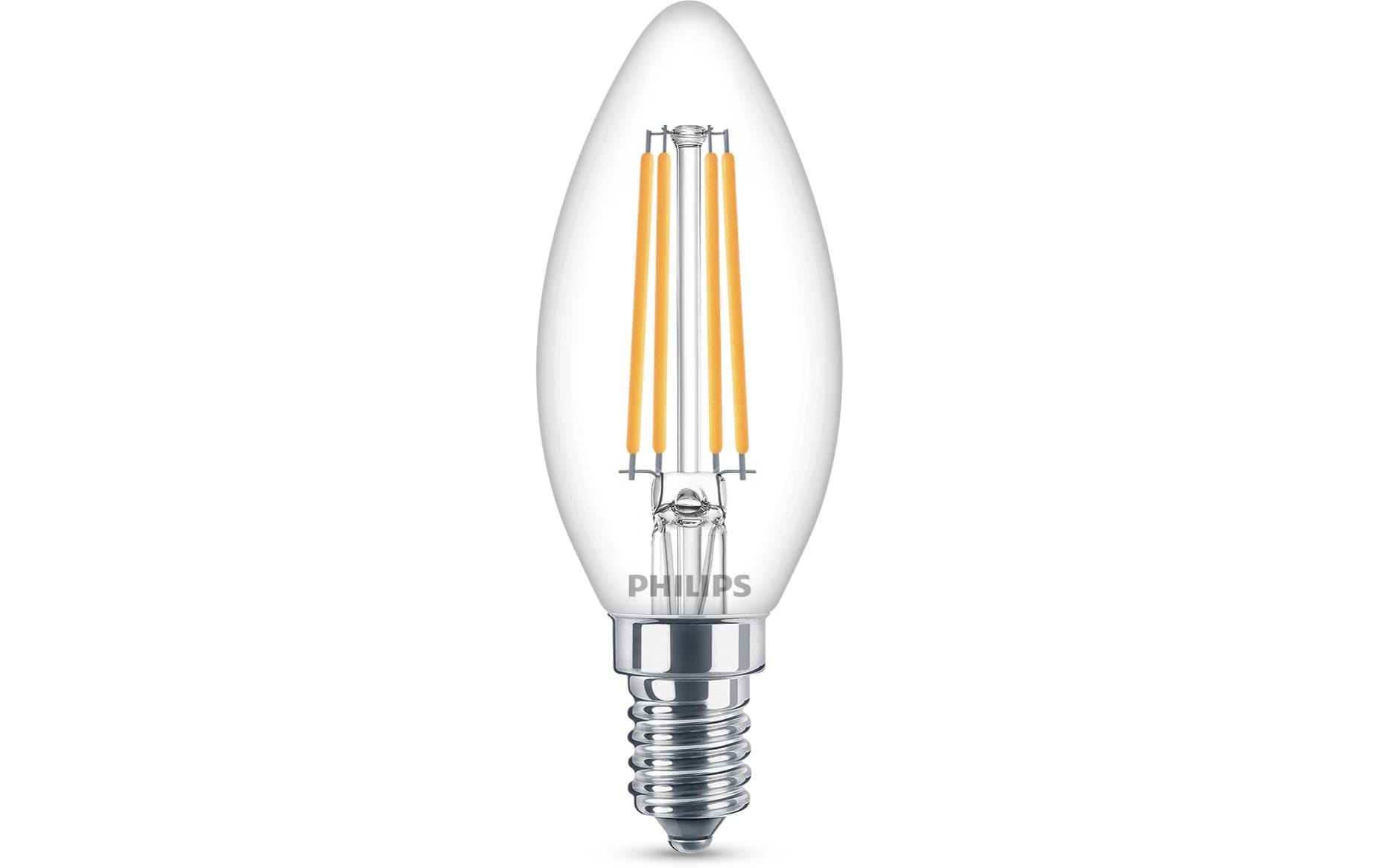 Philips by Signify Philips Leuchtmittel E14 B35 – 806 lm, 6,5 W, Warmweiss 2700 K – Klar (Glas) – 1 Stk. – LED classic