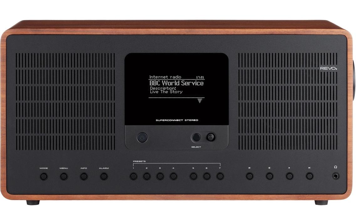 Revo Technologies SuperConnect Stereo – Stereo-Vollverstärker, 30 W, 3,5 mm/Cinch/Toslink – Schwarz