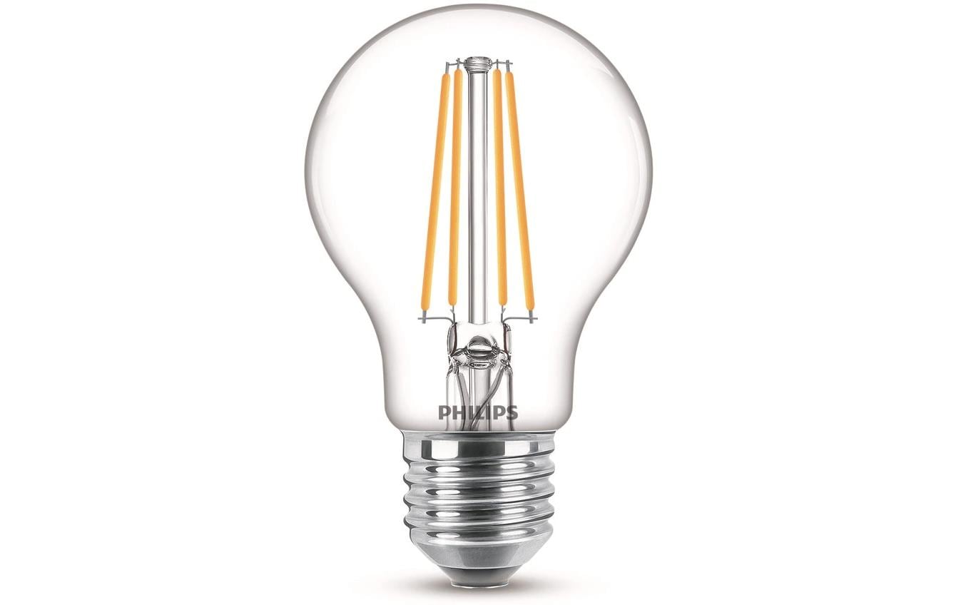 Philips by Signify Philips LED-Leuchtmittel E27 A60 – Warmweiss 2700 K, 806 lm, 7 W – IP20 – 1 Stk. – Transparent, Glas