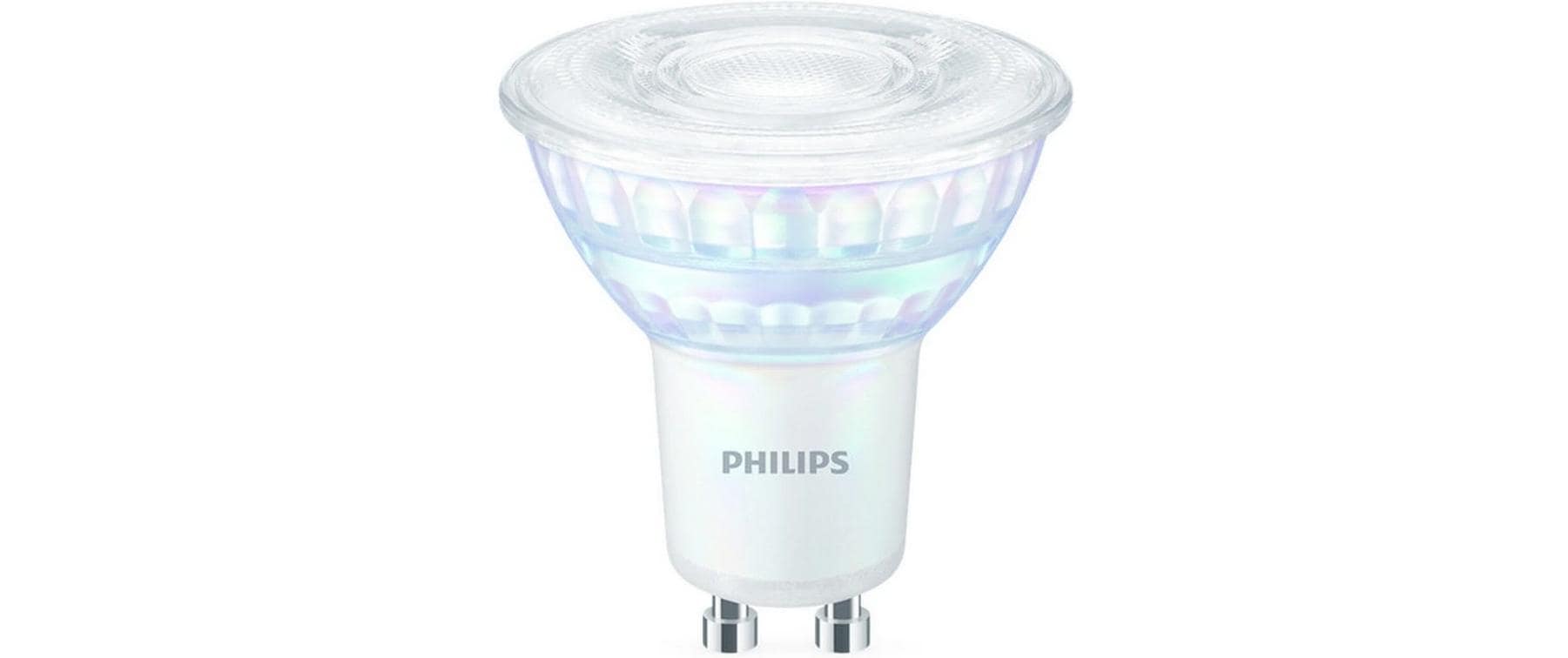 Philips by Signify Philips LED-Leuchtmittel GU10 – Warmweiss 2200–2700 K, 575 lm, 6,2 W, dimmbar, 36° – 1 Stk., Silber