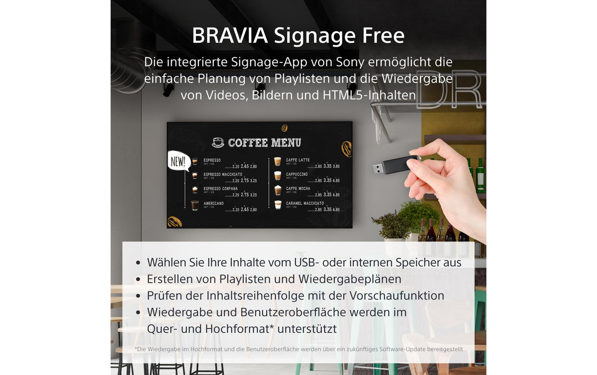 Sony FW-50EZ20L – 50" Signage-Display – 4K UHD – LCD (VA) – Android – 350 cd/m² – 16/7 – HDR10, HLG