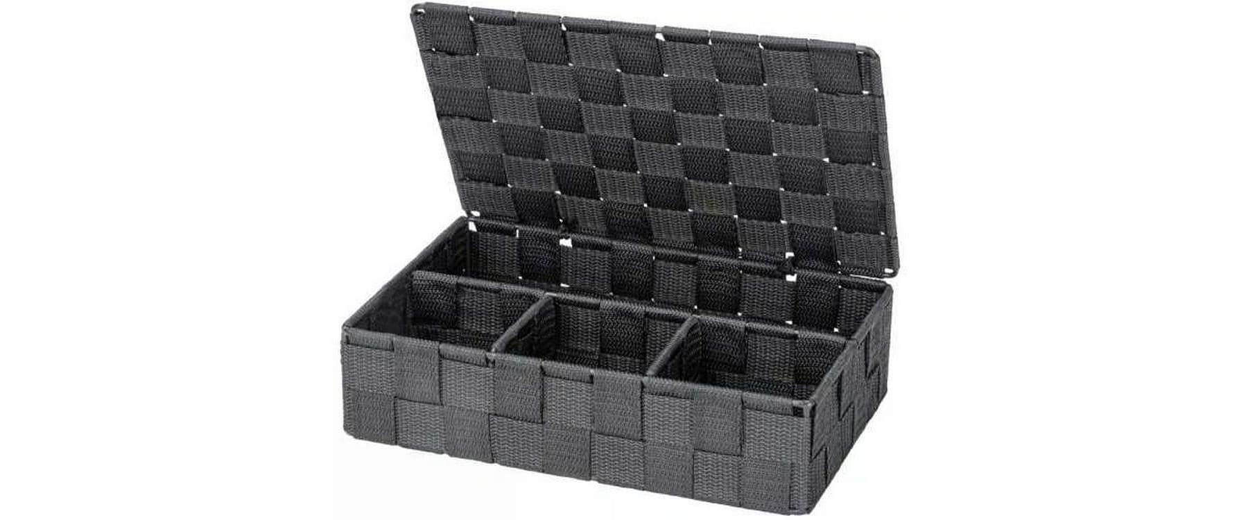 WENKO Aufbewahrungsbox Adria – Metall/Polypropylen, 26×17×7,5 cm, Dunkelgrau