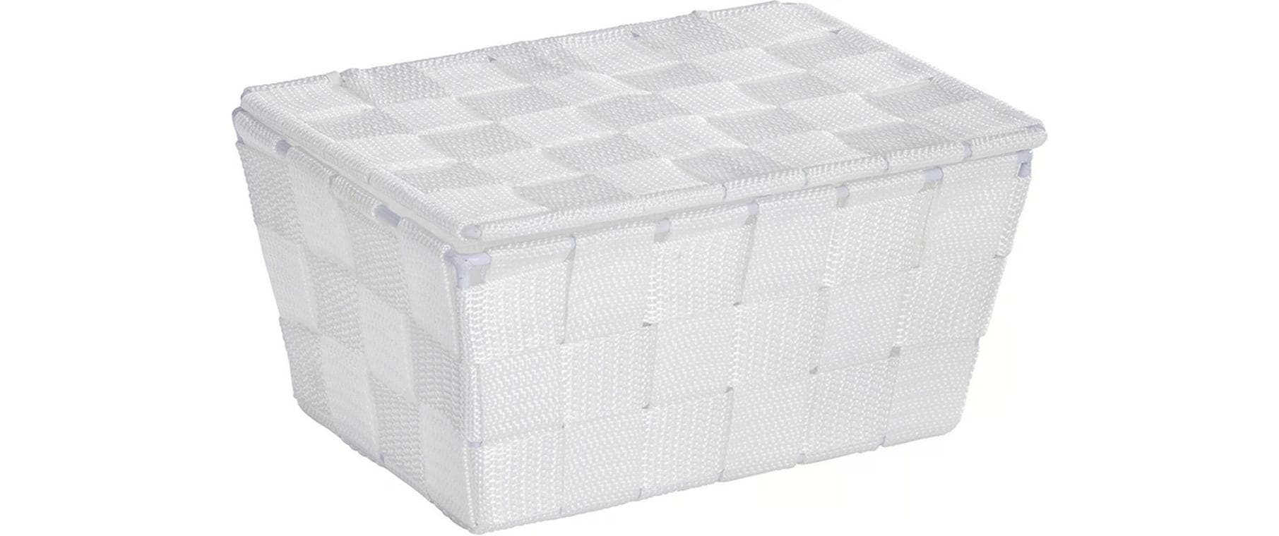 WENKO Aufbewahrungsbox Adria – Metall, Polypropylen (PP), mit Deckel, 19×14×10 cm, Weiss