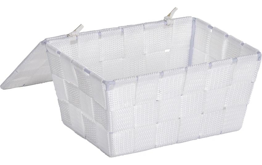 WENKO Aufbewahrungsbox Adria – Metall, Polypropylen (PP), mit Deckel, 19×14×10 cm, Weiss