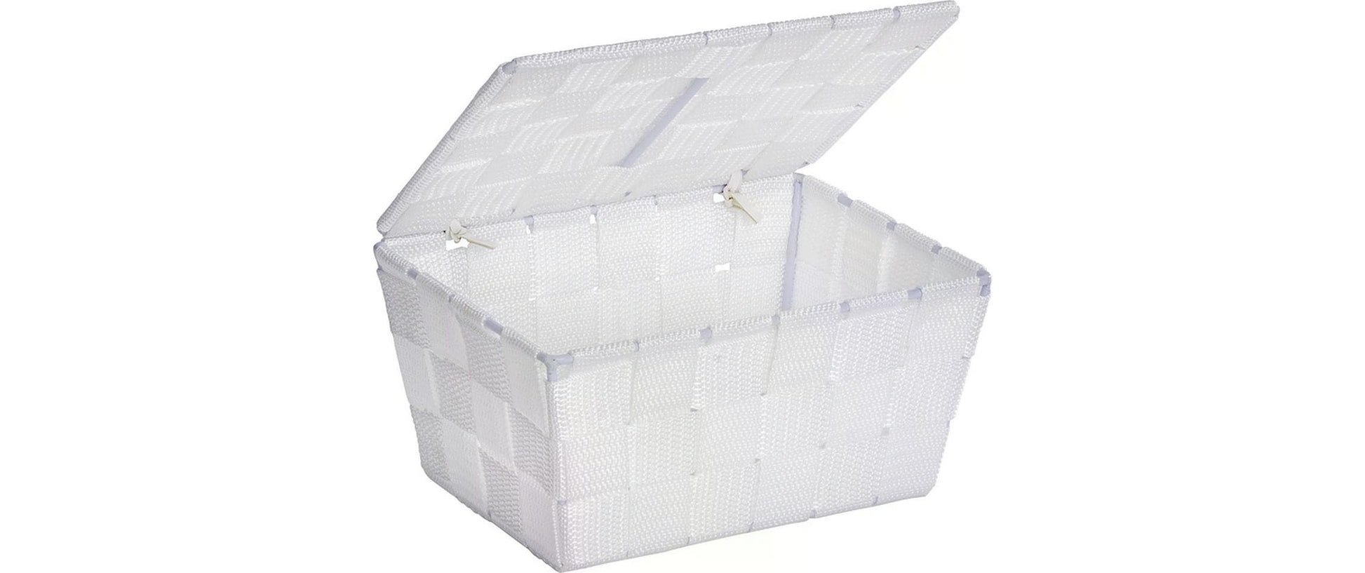 WENKO Aufbewahrungsbox Adria – Metall, Polypropylen (PP), mit Deckel, 19×14×10 cm, Weiss