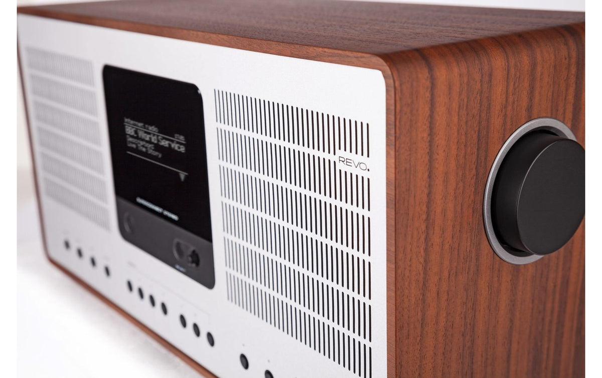 Revo Technologies Revo SuperConnect Stereo – Internetradio, DAB+/UKW, Bluetooth, WLAN – Walnuss/Silber
